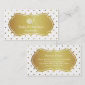 ドレスメーカーねじボール編み物 – 白金ゴールドドット 名刺 (正面/裏面)