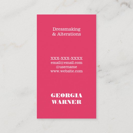 ドレスメーカーのシーメストレステーラーウェアMannequin Bu 名刺 (裏面)