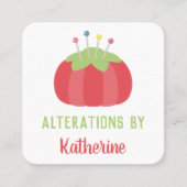 ドレスメーカーのピンクッション手作り スクエア名刺 (正面)