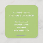 ドレスメーカーのピンクッション手作り スクエア名刺 (裏面)