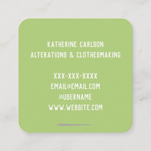 ドレスメーカーのピンクッション手作り スクエア名刺 (裏面)