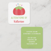 ドレスメーカーのピンクッション手作り スクエア名刺 (正面/裏面)