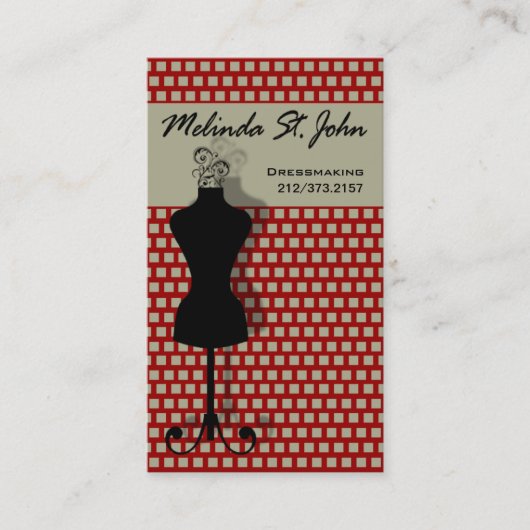 ドレスメーカーのマネキンの裁縫のファッション・デザイナー 名刺 (正面)