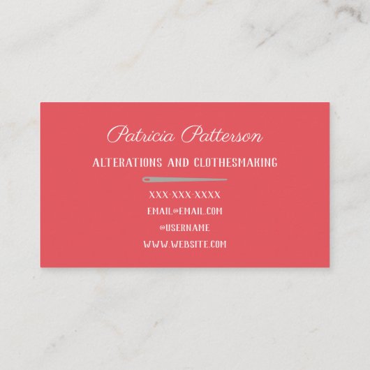 ドレスメーカーの海員ストレスが名刺を仕立てる 名刺 (裏面)