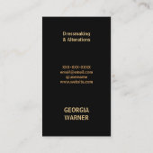 ドレスメーカーシームストレス金ゴールドグリッターマネキン 名刺 (裏面)