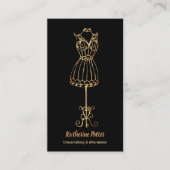 ドレスメーカーシームストレス金ゴールドグリッターマネキン 名刺 (正面)