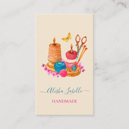 ドレスメーカー手作りシーストレス裁縫針 名刺 (正面)