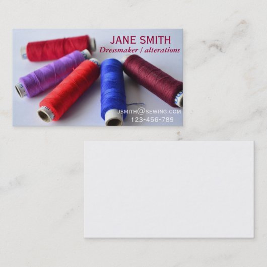 ドレスメーカー、裁縫、リフォームプロフェッショナル 名刺 (正面/裏面)