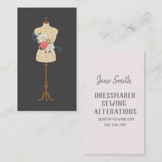 ドレスメーカー、裁縫、変更プロフェッショナル 名刺 (正面/裏面)