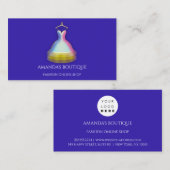 ドレスロゴファッションブティックイベント金ゴールドブルーネイビー 名刺 (正面/裏面)