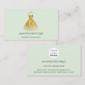 ドレスロゴファッションブティックイベント金ゴールドミントグリーン 名刺 (正面/裏面)