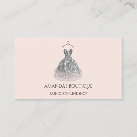 ドレスロゴファッションブティックオンラインショップグレーシルバー 名刺 (正面)