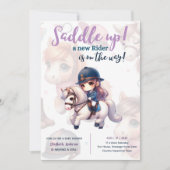 ドレスージライダーベビーガールシャワー馬乗り場途中 招待状 (正面)
