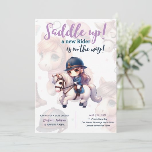 ドレスージライダーベビーガールシャワー馬乗り場途中 招待状 (スタンド正面)