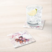 ドレスージライダーホースガールバースデーパーティー スクエアペーパーコースター (インサイチュ)