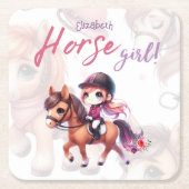 ドレスージライダーホースガールバースデーパーティー スクエアペーパーコースター (正面)