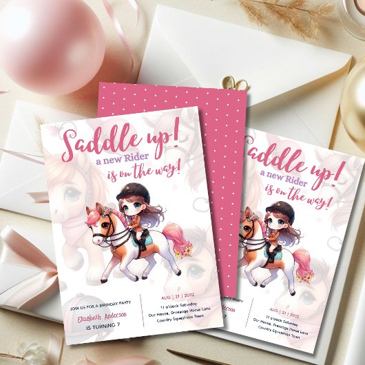 ドレスージライダーホースガールバースデーパーティー 招待状