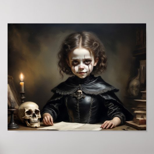 ドレス姿のスカルの呪われた魔女ビクトリアンの子 ポスター (正面)