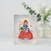 ドレス姿のヴィンテージクリスマスガール シーズンカード (スタンド正面)