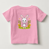 ドレス姿の可愛いウサギと花々 ベビーTシャツ (裏面)