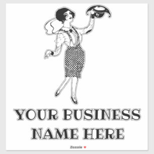 ドレス市松模様にの女の子のヴィンテージアート シール