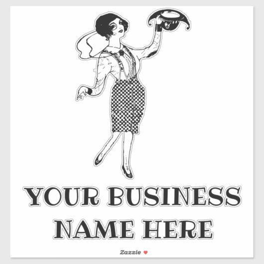 ドレス市松模様にの女の子のヴィンテージアート シール (シート)