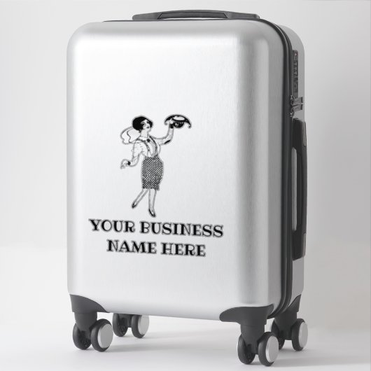 ドレス市松模様にの女の子のヴィンテージアート シール (スーツケース)