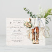 ドレス素朴と結婚女性のカーボーイブーツの花嫁 招待状 (スタンド正面)