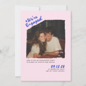 ドレス コックテール 手書き 婚約パーティー 写真 招待状 (正面)