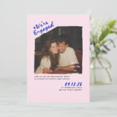 ドレス コックテール 手書き 婚約パーティー 写真 招待状 (スタンド正面)