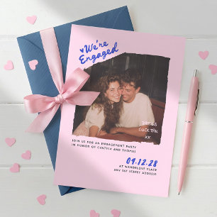 ドレス コックテール 手書き 婚約パーティー 写真 招待状