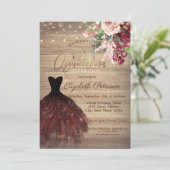 ドレス、ティアラ、ストリングライト 花の木のクインセアニエラ 招待状 (スタンド正面)