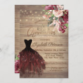 ドレス、ティアラ、ストリングライト 花の木のクインセアニエラ 招待状 (正面/裏面)