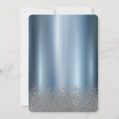 ドレス、ティアラ、ダイヤモンド エッフェル塔 青い スイート16 招待状 (裏面)