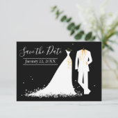 ドレス&トゥックス- 3x5写真付きで日付を保存 招待状 (スタンド正面)