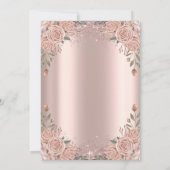 ドレス ローズゴールド グリッター コンフェッティ 花 50歳 招待状 (裏面)