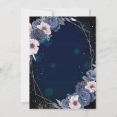 ドレス、蝶、星、青い花のキニエーニャ 招待状 (裏面)