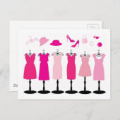 ドレス–163552 PINKSドレス帽子の服の服の服 ポストカード (正面/裏面)