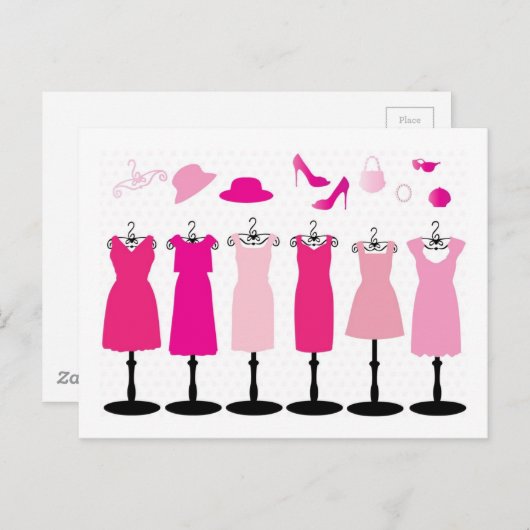 ドレス–163552 PINKSドレス帽子の服の服の服 ポストカード (正面/裏面)
