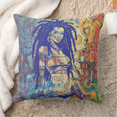 ドレッはっきりしたドロックの女性のシルエット。 クッション (ブランケット)