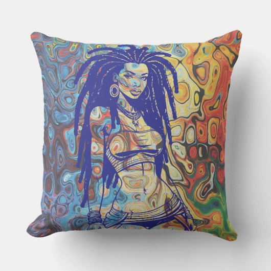 ドレッはっきりしたドロックの女性のシルエット。 クッション (正面)