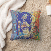 ドレッはっきりしたドロックの女性のシルエット。 クッション (ブランケット)