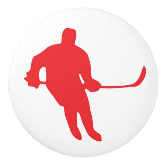 ドレッサまたはその他のドロワーノブ上のホッケープレーヤー セラミックノブ (正面)