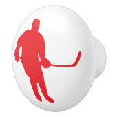 ドレッサまたはその他のドロワーノブ上のホッケープレーヤー セラミックノブ (右)