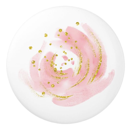 ドレッサー引き出しプルピンクローズバッド セラミックノブ (正面)