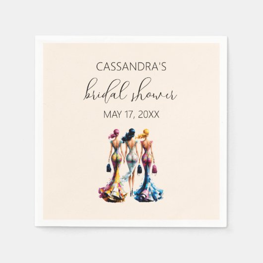 ドレッシングガールエレガントズブライダルシャワー スタンダードカクテルナプキン (正面)