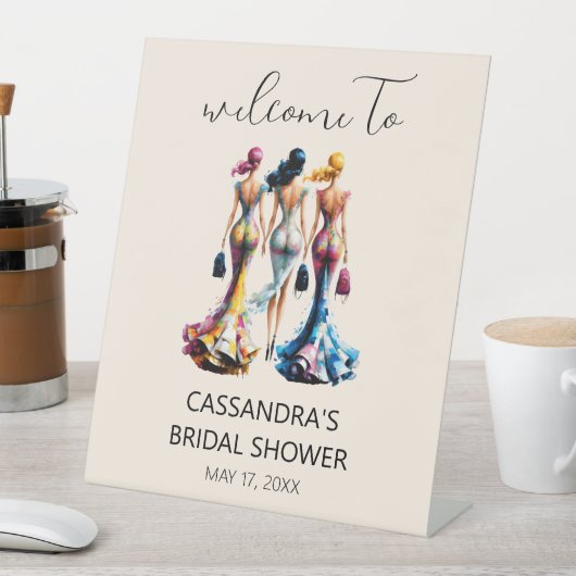 ドレッシングガールズエレガントウェルカムブライダルシャワー 台座サイン (インサイチュ)