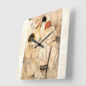 ドレッシングルームの20年代のアールデコの~の女の子 スクエア壁時計 (傾斜)