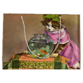 ドレッシーな猫と水槽 ラージペーパーバッグ (裏面)