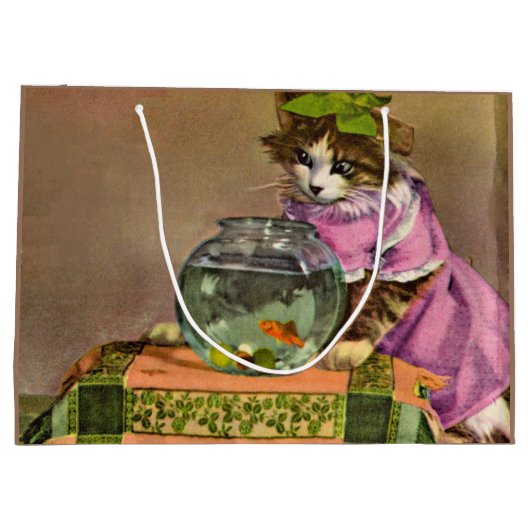 ドレッシーな猫と水槽 ラージペーパーバッグ (裏面)